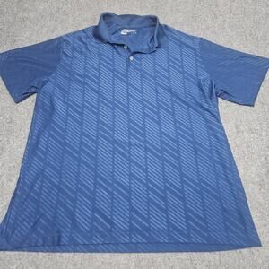 Nike Golf Tour Performance Polo Shirt Size XXL 2XL Blue Diagnanol Stripe Dri Fit
